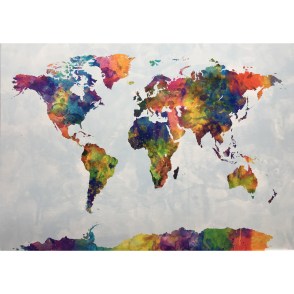 Poster wereldkaart kleurrijk